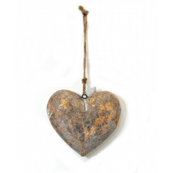 Serce drewniane do zawieszenia Rustykalne złoto 12cm